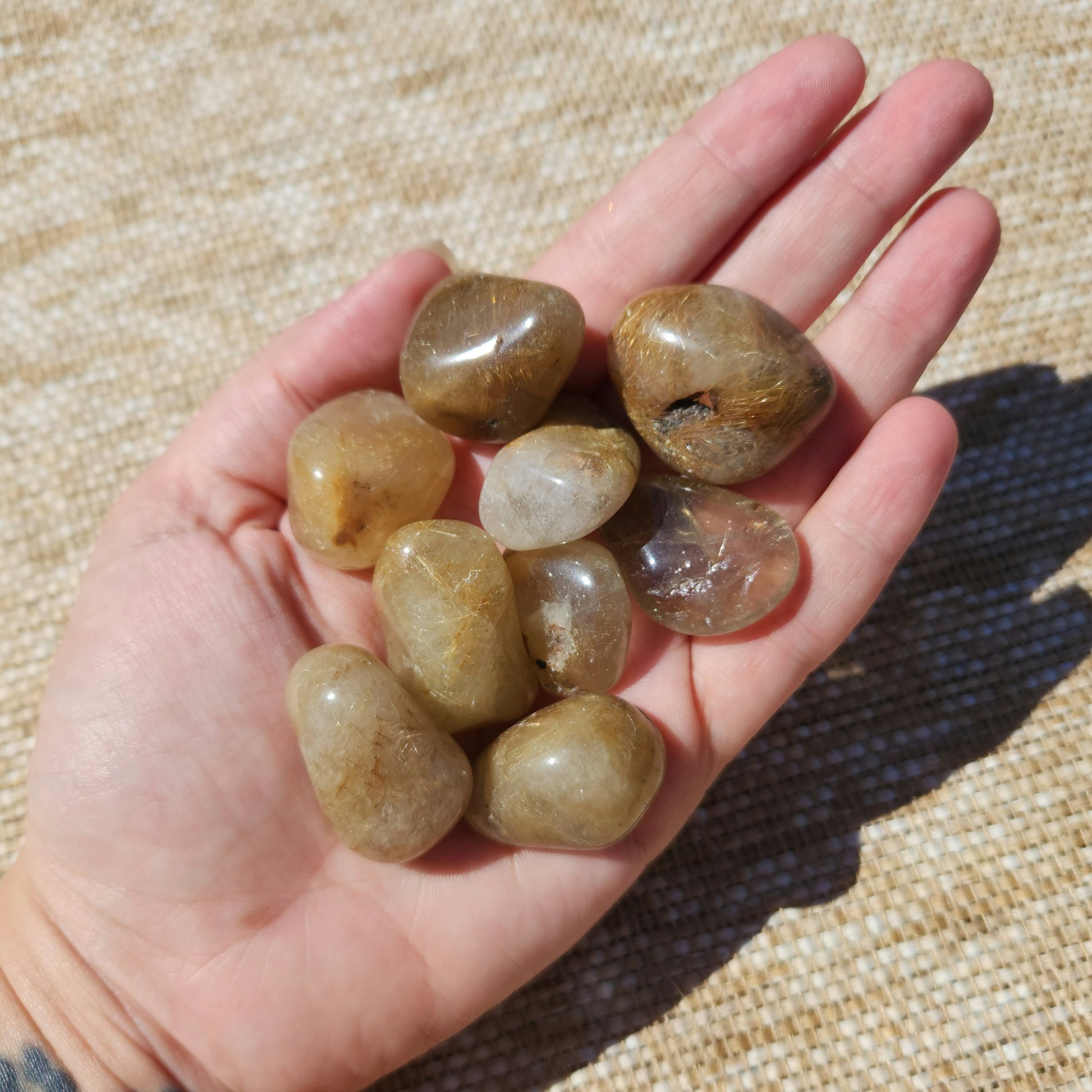 Golden Rutile in Quartz Tumble