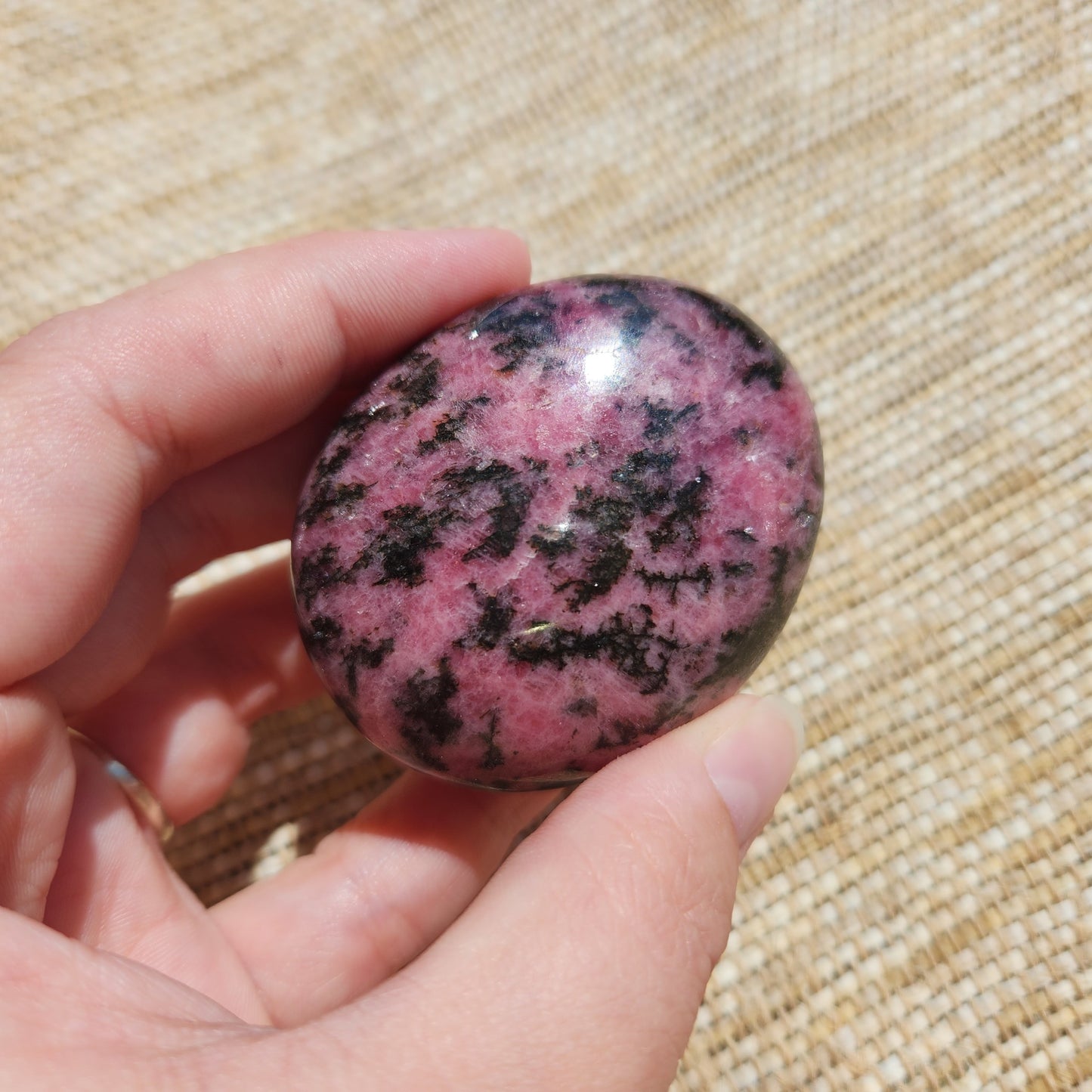 Rhodonite Palm Stone